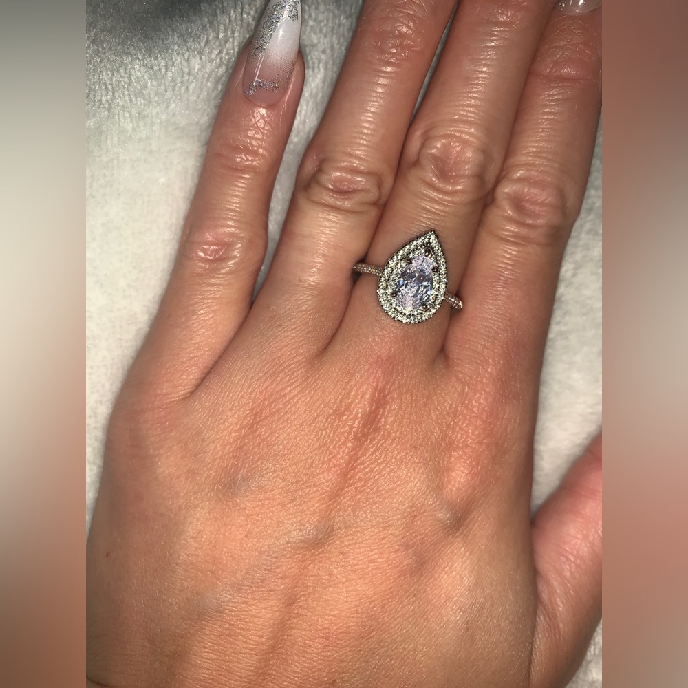 2.03 ct Peach Morganite & Sapphire Sterling Silver Ring